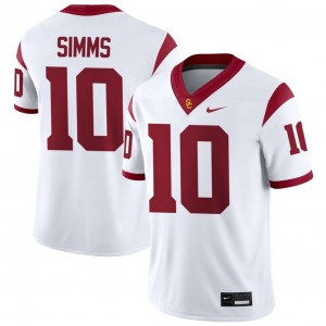 Men's Football University of Southern California #10 Corey Simms Stitched College Jersey - White