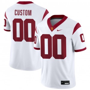Mens Football Trojans #00 Custom 2025-26 College Jerseys - White