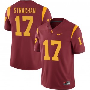Mens Football Trojans #17 Prince Strachan Game College Jersey - Cardinal