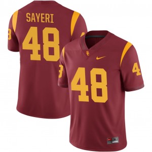 Men Football Trojans #48 Ryon Sayeri University College Jerseys - Cardinal
