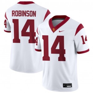 Mens Football Trojans #14 Ta'Mere Robinson Official College Jersey - White