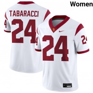 Womens Football Trojans #24 Carson Tabaracci NCAA College Jersey - White