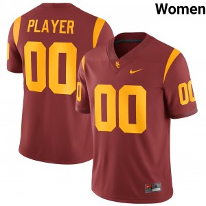 Women Football Trojans #00 Custom Game College Jerseys - Cardinal