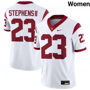 Women's Football Trojans #23 Desman Stephens II Official College Jerseys - White