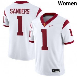Women Football SC #1 Eli Sanders Alumni College Jerseys - White