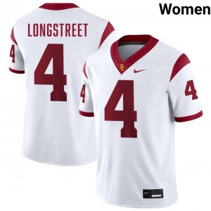 Women Football SC #4 Husan Longstreet Embroidery College Jersey - White