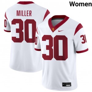 Women's Football Trojans #30 King Miller Embroidery College Jerseys - White