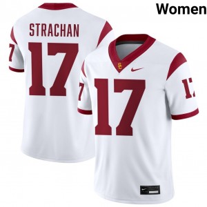 Women Football Trojans #17 Prince Strachan Game College Jersey - White