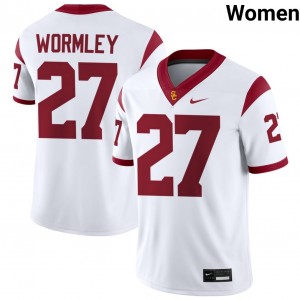 Womens Football USC Trojans #27 Riley Wormley Official College Jersey - White