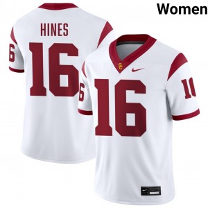 Women Football SC #16 Tanook Hines NCAA College Jersey - White