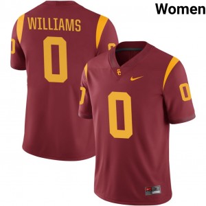 Women Football University of Southern California #0 Zacharyus Williams Game College Jersey - Cardinal