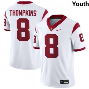 Youth Football The USC Trojan Family #8 Devan Thompkins High School College Jerseys - White