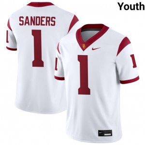 Youth Football Trojans #1 Eli Sanders Player College Jerseys - White