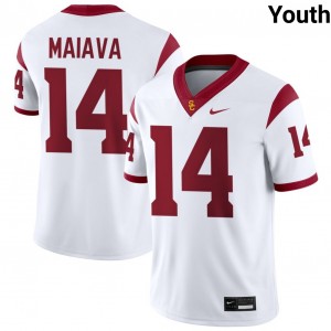 Youth Football Trojans #14 Jayden Maiava Alumni College Jersey - White