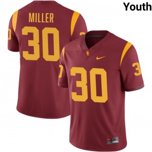 Youth Football Trojans #30 King Miller Replica College Jersey - Cardinal