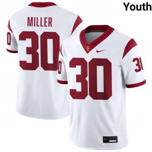 Youth Football USC #30 King Miller Player College Jersey - White