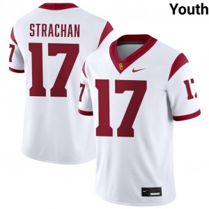 Youth Football Trojans #17 Prince Strachan NCAA College Jersey - White