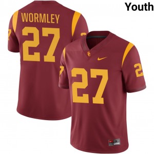 Youth Football Trojans #27 Riley Wormley 2025-26 College Jerseys - Cardinal