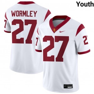 Youth Football USC #27 Riley Wormley Embroidery College Jerseys - White