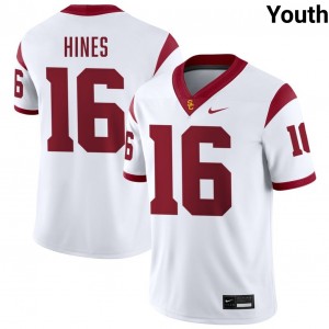Youth Football University of Southern California #16 Tanook Hines High School College Jerseys - White