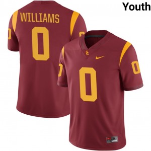 Youth Football Trojans #0 Zacharyus Williams NCAA College Jerseys - Cardinal