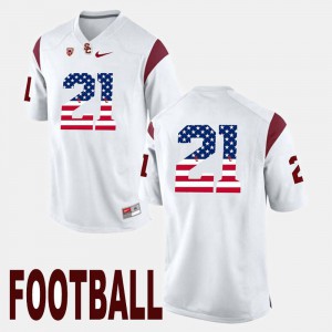 Men's Trojans #21 US Flag Fashion Adoree' Jackson college Jersey - White