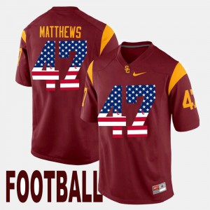 Men #47 Clay Matthews college Jersey - Maroon US Flag Fashion Trojans