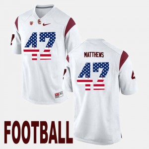 Men's US Flag Fashion USC Trojan #47 Clay Matthews college Jersey - White