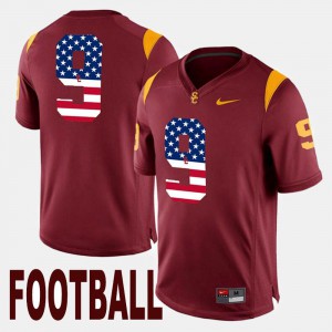 Men #9 USC Trojan US Flag Fashion JuJu Smith-Schuster college Jersey - Maroon