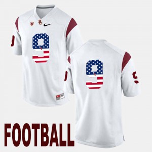 Men US Flag Fashion #9 Trojans JuJu Smith-Schuster college Jersey - White