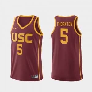 Men #5 USC Basketball Replica Derryck Thornton college Jersey - Cardinal