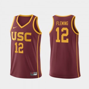 Men's #12 Replica Basketball USC Trojans Devin Fleming college Jersey - Cardinal