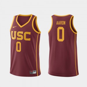 Men's #0 Replica Basketball USC Shaqquan Aaron college Jersey - Cardinal