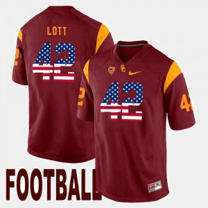 Mens Trojans #42 US Flag Fashion Ronnie Lott college Jersey - Maroon