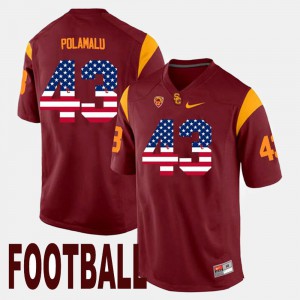 Men US Flag Fashion #43 USC Troy Polamalu college Jersey - Maroon