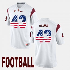 Men Trojans #43 US Flag Fashion Troy Polamalu college Jersey - White