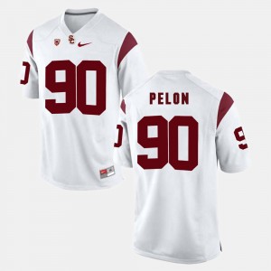 Men Trojans #90 Pac-12 Game Claude Pelon college Jersey - White