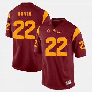 Men's Pac-12 Game USC Trojans #22 Justin Davis college Jersey - Red