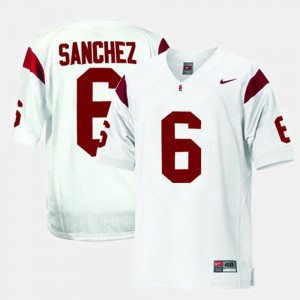 Men #6 Trojans Football Mark Sanchez college Jersey - White