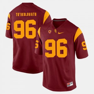 Men's Trojans Pac-12 Game #96 Stevie Tu'ikolovatu college Jersey - Red