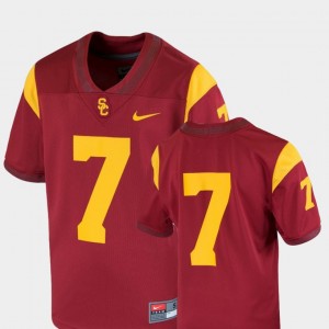 Youth Trojans Football #7 Team Replica college Jersey - Cardinal